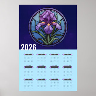 Póster Calendario de Purple Iris Wall 2026