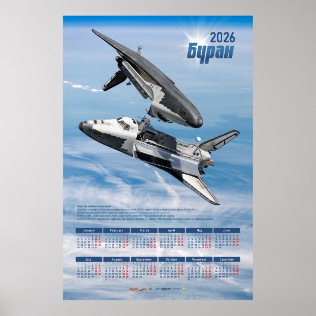 Póster Calendario de Rendezvous del Transbordador Buran S (Frente)