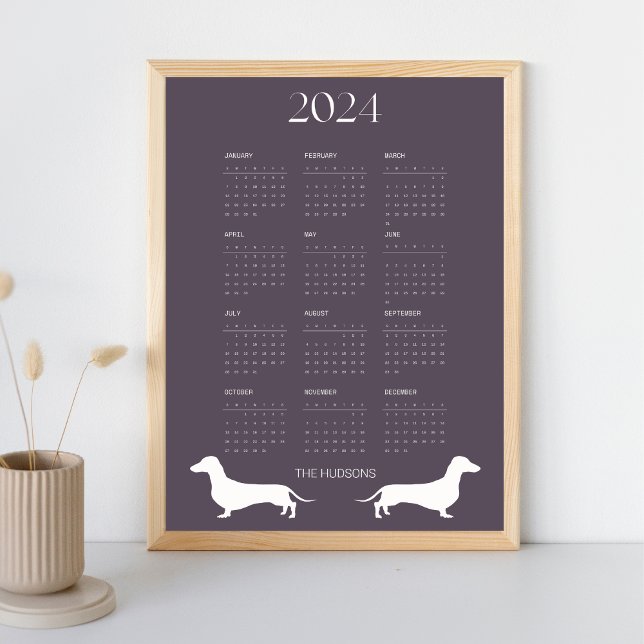 Póster Calendario de silueta de Dachshund 2024 (Subido por el creador)