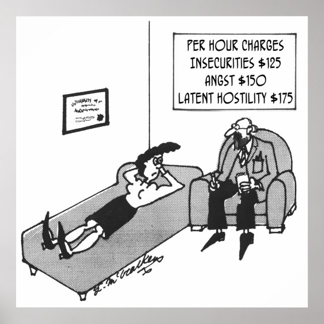 Póster Calendario de tarifas para psiquiatras (Frente)