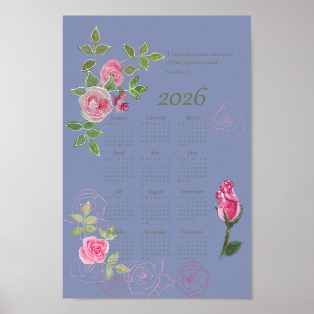 Póster Calendario de texto del año JW personalizable (Frente)