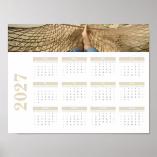 Póster Calendario de un vistazo del año 2027 en beige