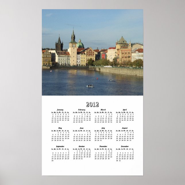 Póster Calendario de una página de Praga 2012 (Frente)