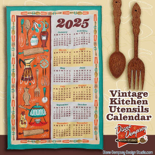 Póster Calendario de Utensilios de Cocina Antiguos