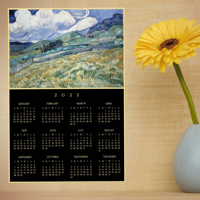 Póster Calendario de Vincent Van Gogh Landscape Francia 2 (Vincent Van Gogh Landscape France 2025 Calendar Poster)
