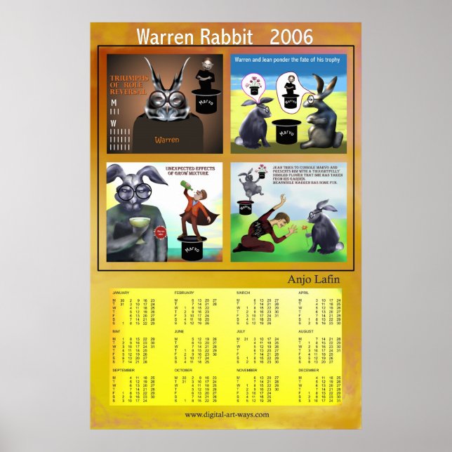 Póster Calendario de Warren Rabbit 2006 de Anjo Lafin (Frente)