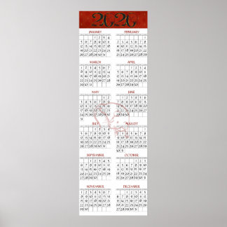 Póster Calendario del Año Chino del Raton 2020
