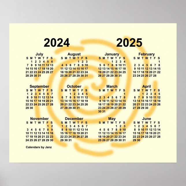 Póster Calendario del año escolar 2024-2025 de los días s (Frente)