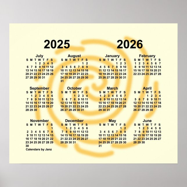 Póster Calendario del año escolar 2025-2026 de los días s (Frente)