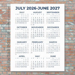 Póster Calendario del año escolar 2026-2027 Azul Marino P