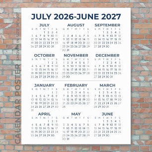 Póster Calendario del año escolar 2026-2027 Azul Marino P