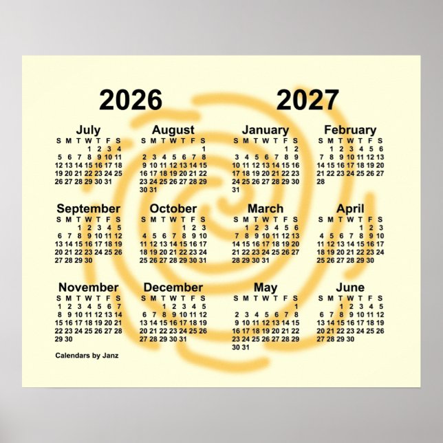 Póster Calendario del año escolar 2026-2027 de los días s (Frente)