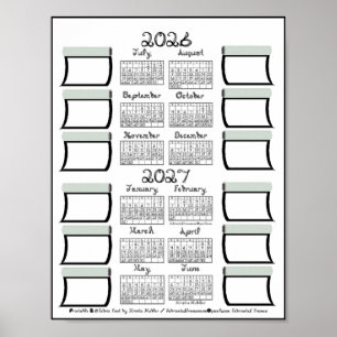 Póster Calendario del año escolar 2026-2027 en tela con f