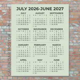 Póster Calendario del año escolar 2026-2027 Verde Sage Pa