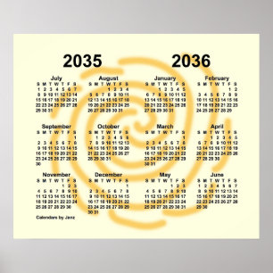 Póster Calendario del año escolar 2035-2036 Días Soleados