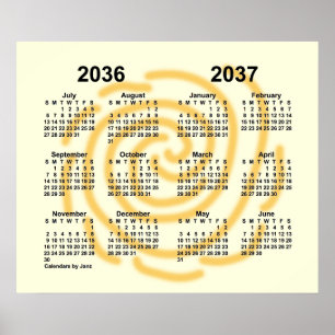 Póster Calendario del año escolar 2036-2037 Días Soleados