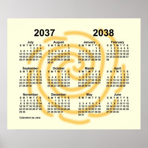 Póster Calendario del año escolar 2037-2038 Días Soleados