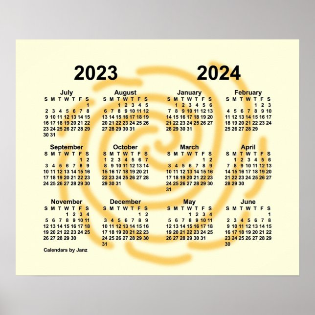 Póster Calendario del año escolar Días Soleados 2023-2024 (Frente)