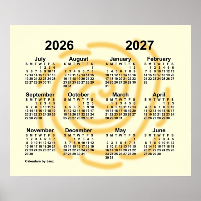 Póster Calendario del año escolar Días Soleados 2026-2027 (Frente)