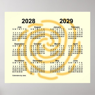 Póster Calendario del año escolar Días Soleados 2028-2029