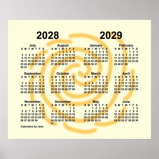 Póster Calendario del año escolar Días Soleados 2028-2029 (Frente)