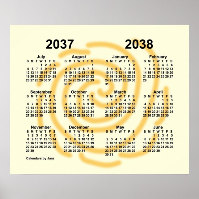 Póster Calendario del año escolar Días Soleados 2037-2038 (Frente)