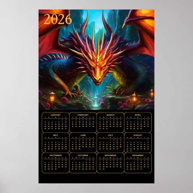 Póster Calendario del Dragón 2026 (Frente)