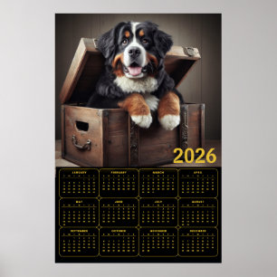 Póster Calendario del Perro de Montaña de Berna 2026