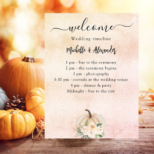 Póster Calendario del programa de bodas de otoño con crem