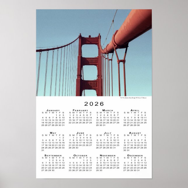 Póster Calendario del puente Golden Gate San Francisco 20 (Frente)