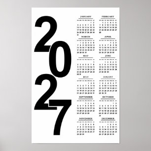 Póster Calendario Elegante Tipográfico Minimalista Modern