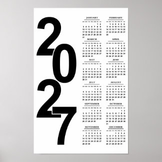 Póster Calendario Elegante Tipográfico Minimalista Modern