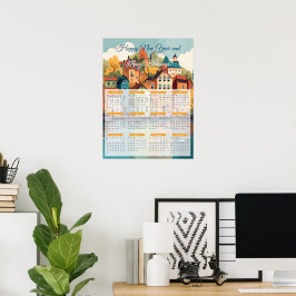 Póster Calendario Encantador del Pueblo 2024