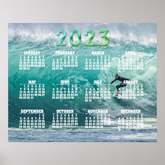 Póster Calendario Epic Surfing Wave 2023 (Frente)