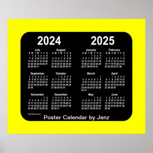 Póster Calendario escolar amarillo neón 2024-2025, de Jan