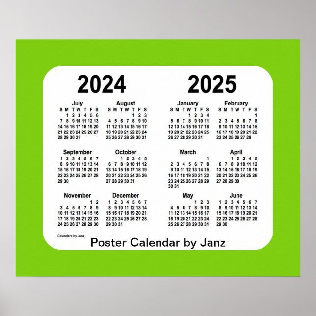 Póster Calendario escolar amarillo-verde 2024-2025, de Ja (Frente)