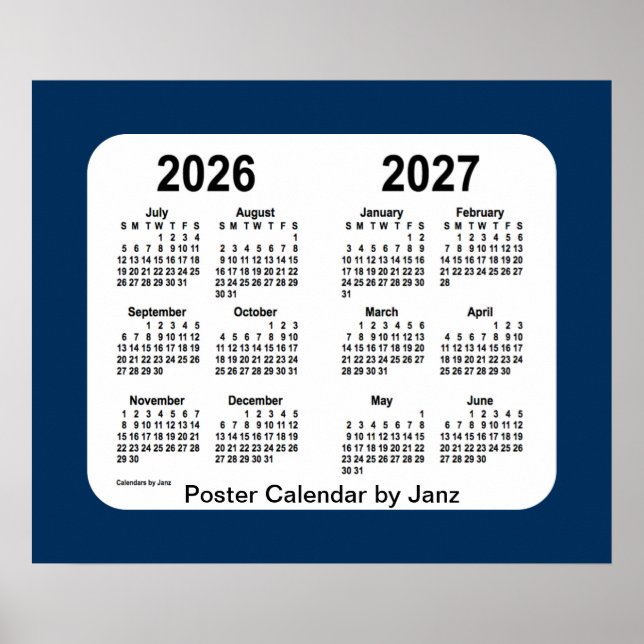 Póster Calendario Escolar Azul de la Caja de Policía 2026 (Frente)