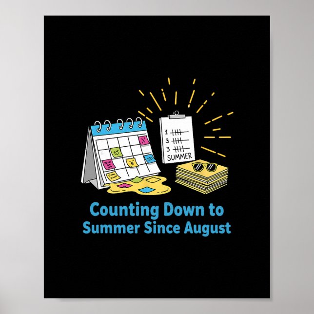 Póster Calendario Escolar de Maestra Divertida Meme Vacac (Frente)
