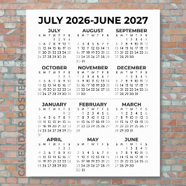Póster Calendario Escolar Minimalista para Pared 2026-202
