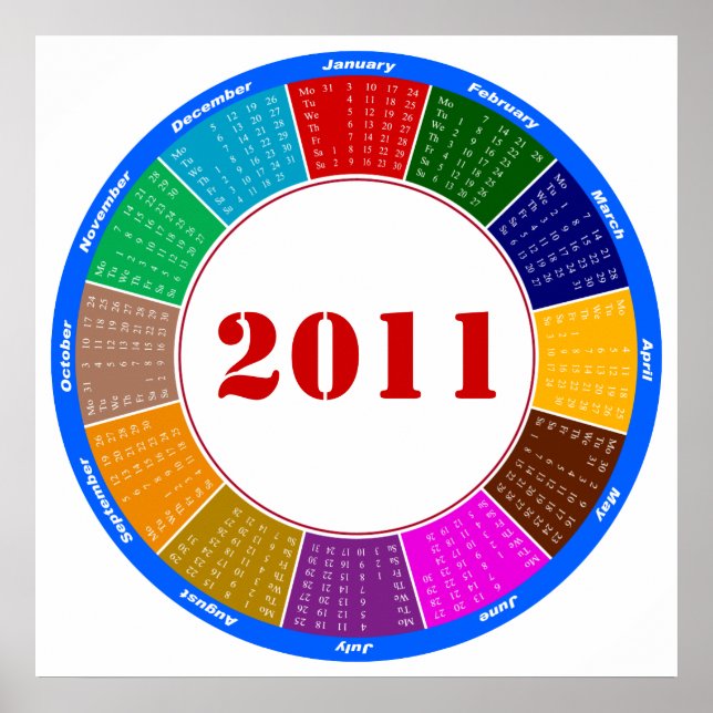 Póster Calendario estiloso de Circular 2011 (Frente)