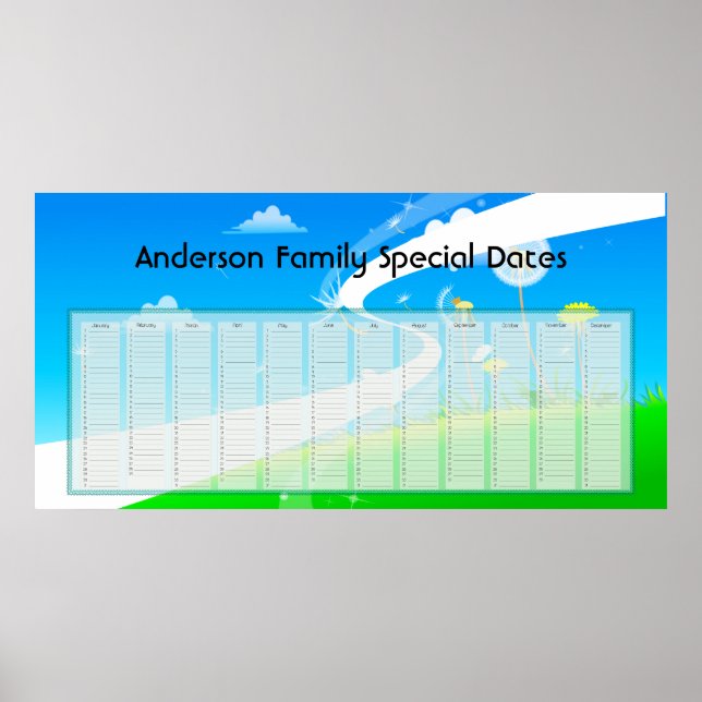 Póster Calendario Eterno de Dientes de León Poster (Frente)