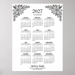 Póster Calendario Familiar Personalizado de Flores Silves