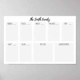 Póster Calendario familiar - Por hacer - Comestibles - Se