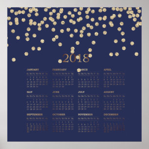 Póster Calendario Faux Gold Diamonds 2018