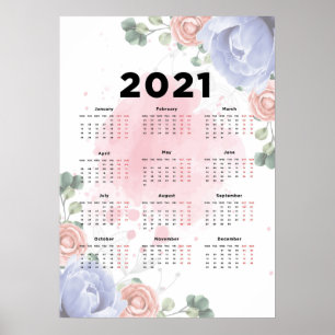Póster Calendario Floral 2021