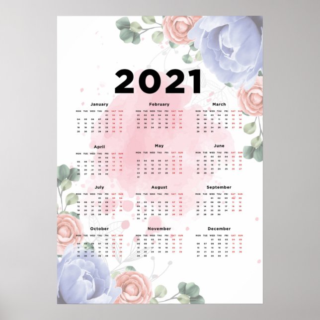 Póster Calendario floral 2021 (Frente)