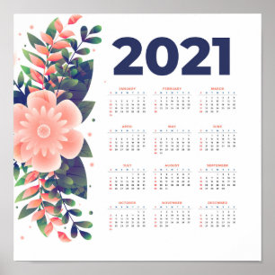 Póster Calendario Floral 2021