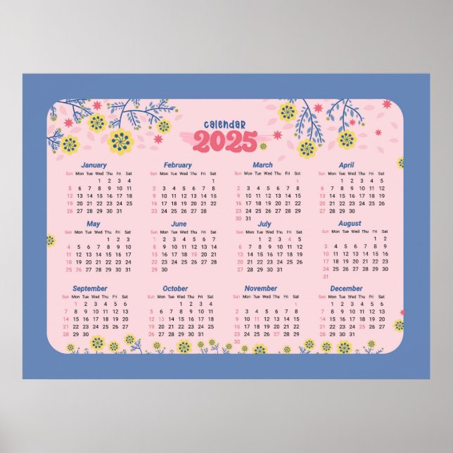 Póster Calendario Floral 2025 (Frente)