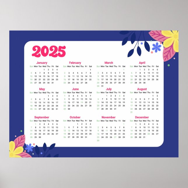 Póster Calendario Floral 2025 (Frente)