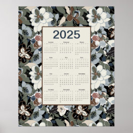 Póster Calendario Floral de Magnolia 2025